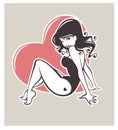 Pinup girl and heart