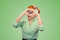 Pinup girl making heart sign symbol with hands Royalty Free Stock Photo