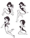 Pinup girls in different poses Royalty Free Stock Photo