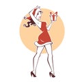 Pinup Marry Christmas and happy new year girl image Royalty Free Stock Photo