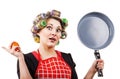 Pinup style housewife with pan Royalty Free Stock Photo