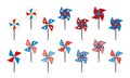 Pinwheel icons set isolated. Paper spinners by July 4th