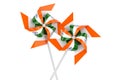 Pinwheel with Indian flag, 3D rendering Royalty Free Stock Photo