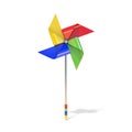 Pinwheel toy, four sided, differently colored vanes Royalty Free Stock Photo