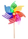 Pinwheel toy windmill multicolor garden wind spinner on white Image included clipping path Royalty Free Stock Photo