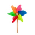 Pinwheel toy windmill multicolor toy wind spinner on whie Royalty Free Stock Photo