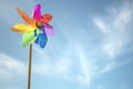 Pinwheel windmill summer beach background concept for vacation copy or message Royalty Free Stock Photo