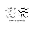 Pinworms, nematode and roundworm, editable stroke, silhouette and linear design