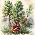 pine tree pine nut illustration