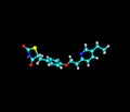 Pioglitazone molecule isolated on black