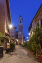 Piombino street view in the night, Tuscany, Italy Royalty Free Stock Photo