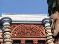 Pioneer Building terra cotta stone engraved name detail