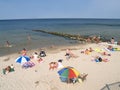 PIONEER, RUSSIA. People sunbathe on the city beach Royalty Free Stock Photo