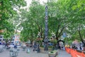 Pioneer Square Plaza in downtown Seattle, Washington, featuring Iron Pergola and Tlingit Indian Totem