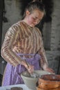 Pioneer Woman Cooking at Old World Wisconsin Royalty Free Stock Photo