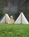 Pioneer woman near her tent