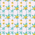 Piosella flowers seamless vector pattern. Royalty Free Stock Photo