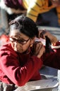 Pious tibet prayer in jokhang temple