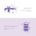 Pipe Breaking And Battery Capacity Concept Template Web Banner With Copy Space