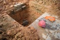 The pipe burst maintenance construction site, in china