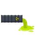 Pipe with chemical waste. Danger sign. Radioactive toxic green liquid. Industrial drain Royalty Free Stock Photo