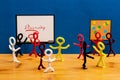 Pipe Cleaner crafts. pipe cleaner people concept for Cultural diversity in Business. Royalty Free Stock Photo