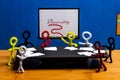 Pipe Cleaner crafts. pipe cleaner people concept for Cultural diversity in Business. Royalty Free Stock Photo