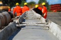 Pipe Concreting at Gas Pipeline Construction Site