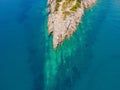 The pipe drains the sewer into the sea. Environmental pollution. Drone view Royalty Free Stock Photo