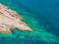 The pipe drains the sewer into the sea. Environmental pollution. Drone view Royalty Free Stock Photo