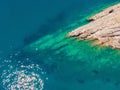 The pipe drains the sewer into the sea. Environmental pollution. Drone view Royalty Free Stock Photo