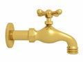 Pipe faucet gold view right Royalty Free Stock Photo