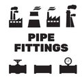 Pipe fittings icons set. Tube industry, construction pipe Royalty Free Stock Photo