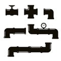 Pipe fittings icons set. Tube industry, construction pipe Royalty Free Stock Photo