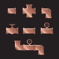 Pipe fittings icons set. Tube industry Royalty Free Stock Photo