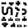 Pipe fittings vector icons set design vector illustration Royalty Free Stock Photo