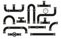 Pipe fittings vector icons set. Tube industry, construction pipeline, drain system, vector illustration Royalty Free Stock Photo