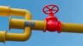 Pipe of gas from Russia to European Union, Valve on the main gas pipeline Russia, Sanctions concept, 3D work and 3D image Royalty Free Stock Photo