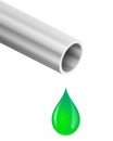 Pipe and green liquid drop