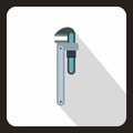 Pipe or monkey wrench icon, flat style Royalty Free Stock Photo
