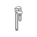 Pipe or monkey wrench icon, outline style Royalty Free Stock Photo