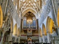 The pipe organ and choir at Wells Cathedral, Somerset, UK