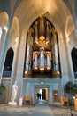 Pipe organ inside Hallgrimskirkja, Reykjavik cathedral Royalty Free Stock Photo