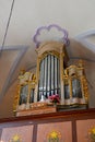 Pipe organ in the medieval fortified church in Avrig, Sibiu, Transylvania Royalty Free Stock Photo