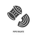 Pipe rigate glyph icon. Italian pasta symbol. Vector illustration