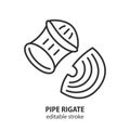 Pipe rigate line icon. Italian pasta symbol. Editable stroke. Vector illustration