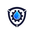 pipe shield with water gear vector logo