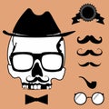 Pipe Skull hipster style set