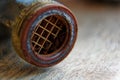 Pipe thread close-up, old rusty metal part of pipe threads