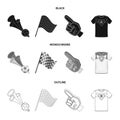 Pipe, uniform and other attributes of the fans.Fans set collection icons in black,monochrome,outline style vector symbol